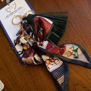 Piper K Elegant Equestrian/Horse Print Scarf Keychain/Bag Charm-NWT